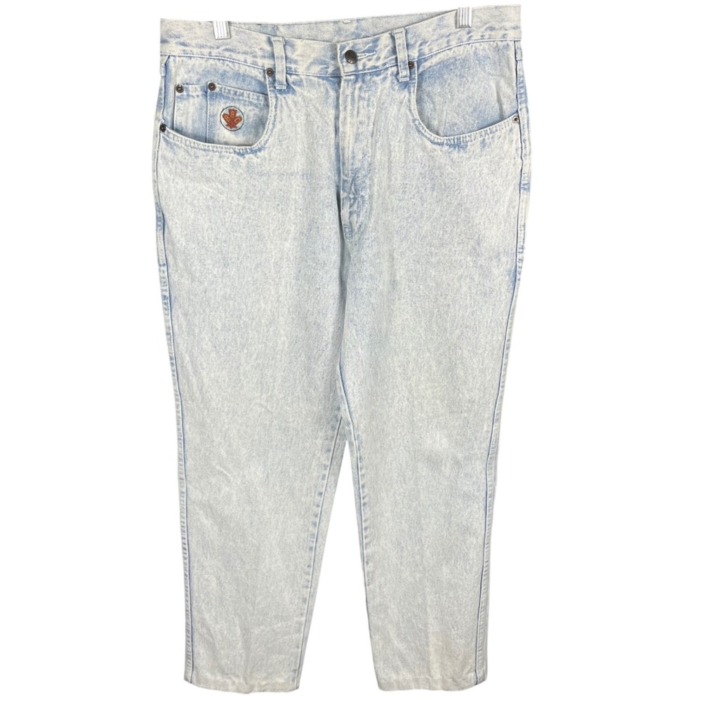 Bugle Boy Jeans Mens 34 Light Blue Acid Wash Vintage 90s Straight Leg Denim
